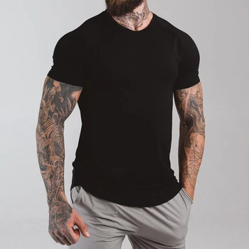 Wholesale Men Fitness Gym T Shirts Custom Blank T Shirt Black Workout T Shirts