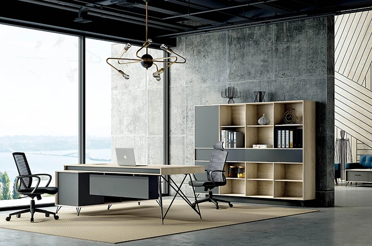 Stainless Steel Table Leg L Shaped Melamine Office Desk Executive Desk Modern Executive Desk Office 