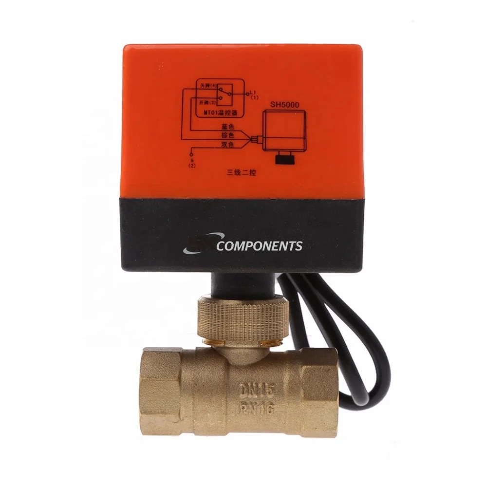 DN15 DN20  DN25 Electric Motorized Brass Ball Valve DN20 AC 220V 2 Way  3 Wire with  Actuator