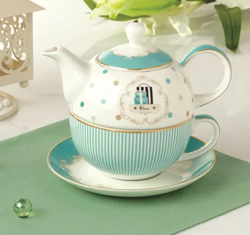 Popular tea for one bone china  teapot and cup with gold rim