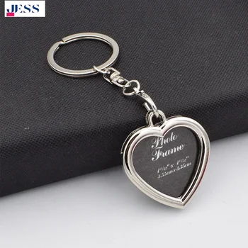 Photo Frame Lovers Keychain with Heart Shaped Key Ring
