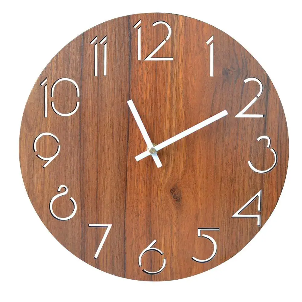 Never Let Anyone Dull Your Arabic Numeral Round Battery Operated Mother's Day Father's Day Present Vintage Wooden Wall Clock 12 Inch