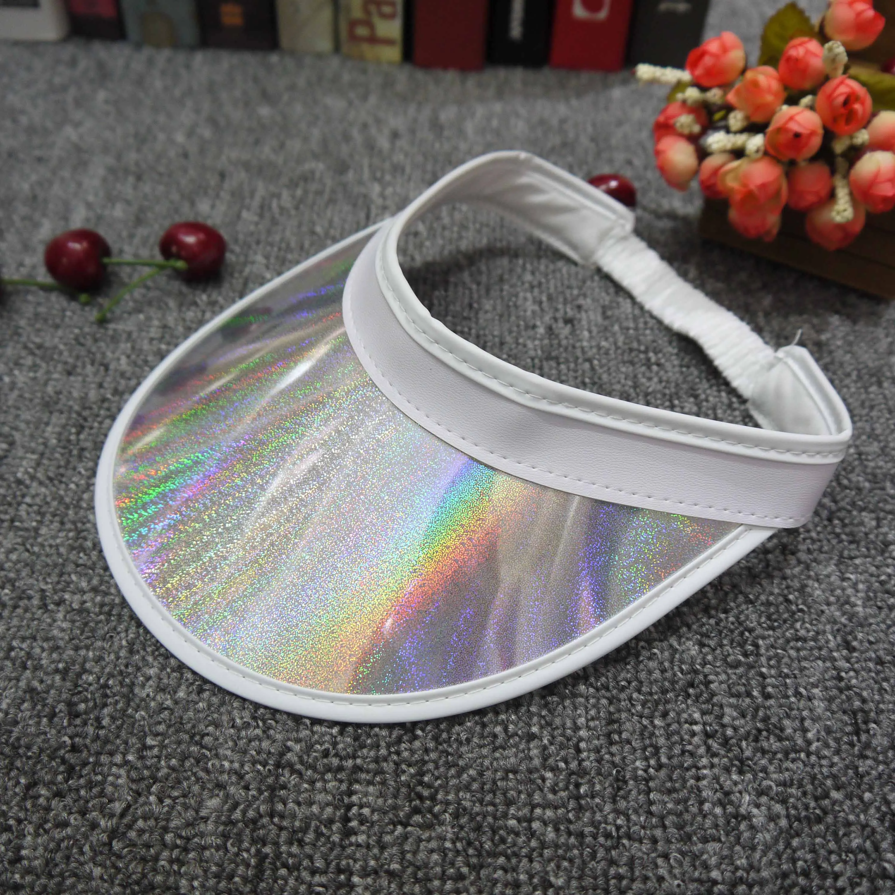 Portable Plastic PVC UV Protection Sun Visor Hat High Fashionable Shining Material for Outdoor Sports Cycling Travel Daily Use
