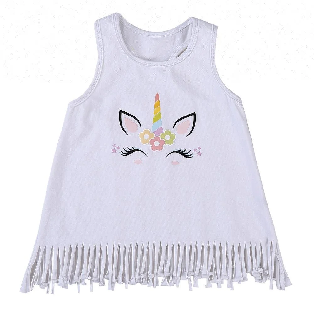 
 2019 оптовая продажа, одежда для маленьких девочек, Топ с длинным рукавом для девочек, рубашка для маленьких девочек с оборками и единорогом  