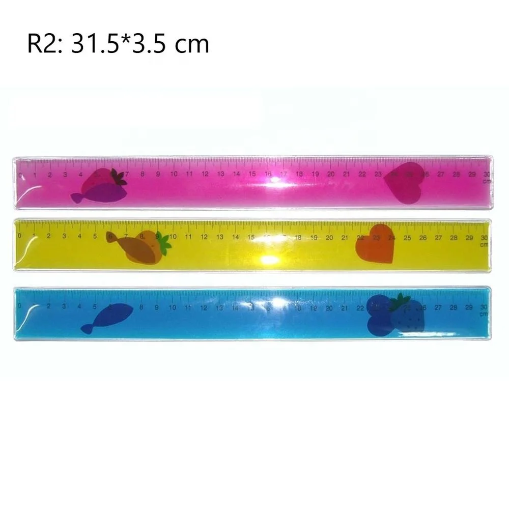 Линейка с жидким заполнением, индивидуальная блестящая рекламная Гибкая безопасная пластиковая мягкая линейка из ПВХ