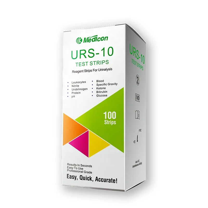Medicon URS-10 Reagent Strips for Urinalysis Visual or Instrument Testing Urine 10 Parameters