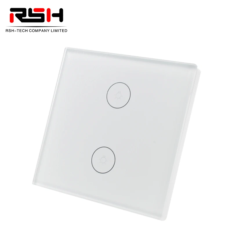 LED light Touch Switch 220V Sensor Wall lamp Switch Tempered Glass Panel 2 Gang 