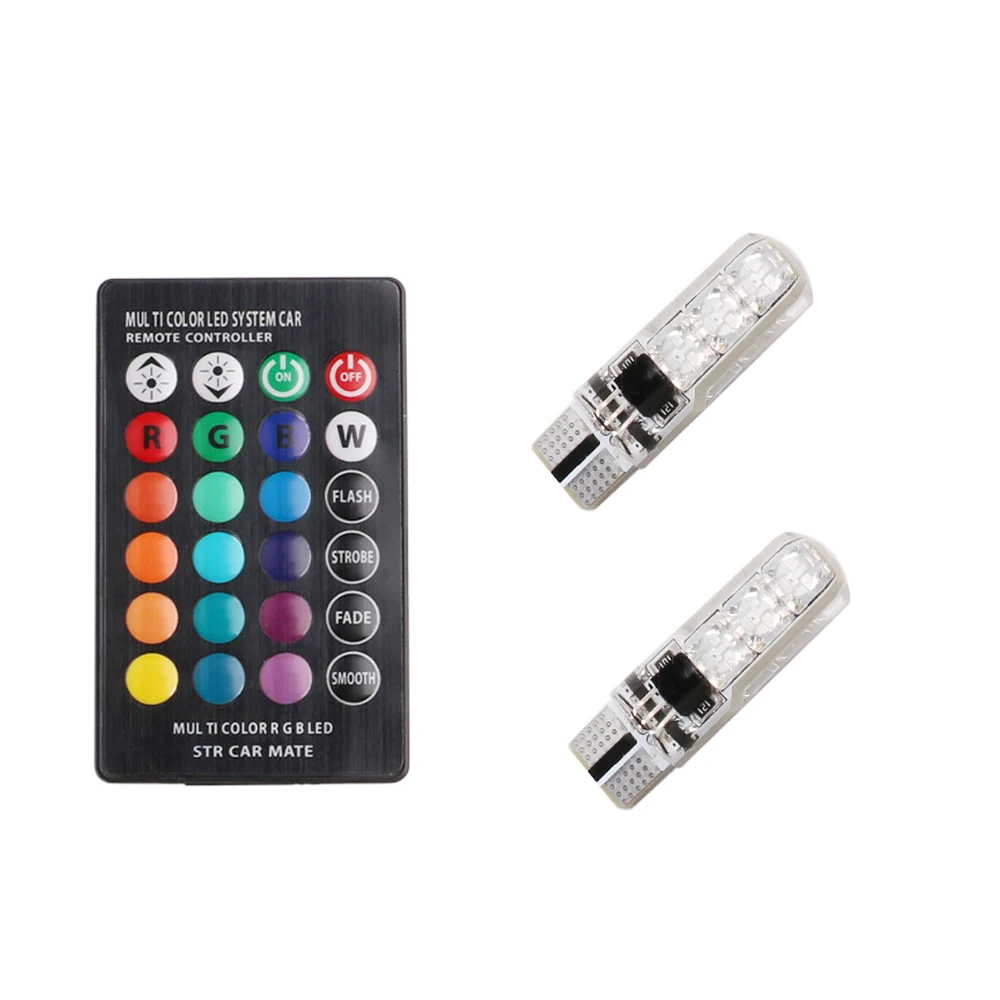 Светодиодные Автомобильные лампы T10 W5W, светодиодные лампы RGB с дистанционным управлением, 194 168 501, Стробоскопическая светодиодная лампа, лампы для чтения