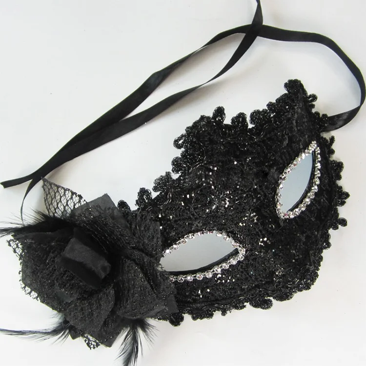 Masque de mascarade dentelle noir halloween fancy party robe 