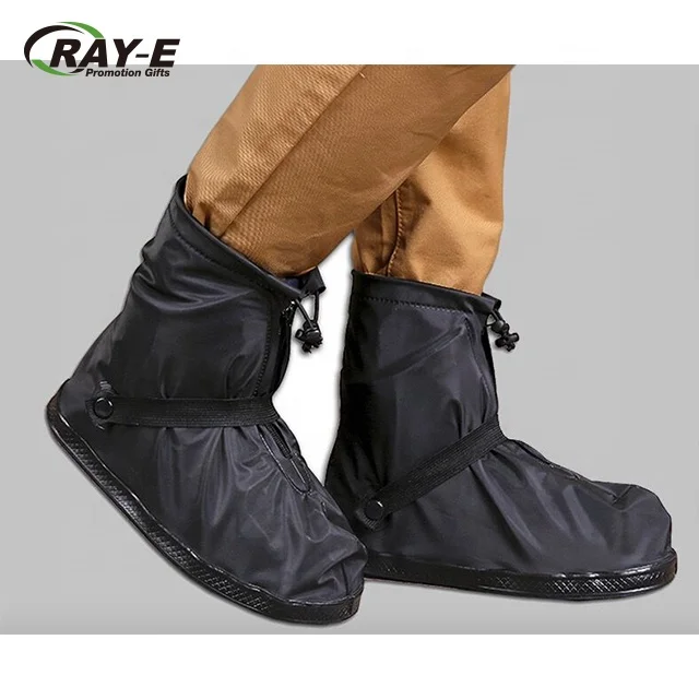 PVC Rain/Waterproof Overshoe Anti-slip Reusable Zipper Boot Shoe Cover Protector 