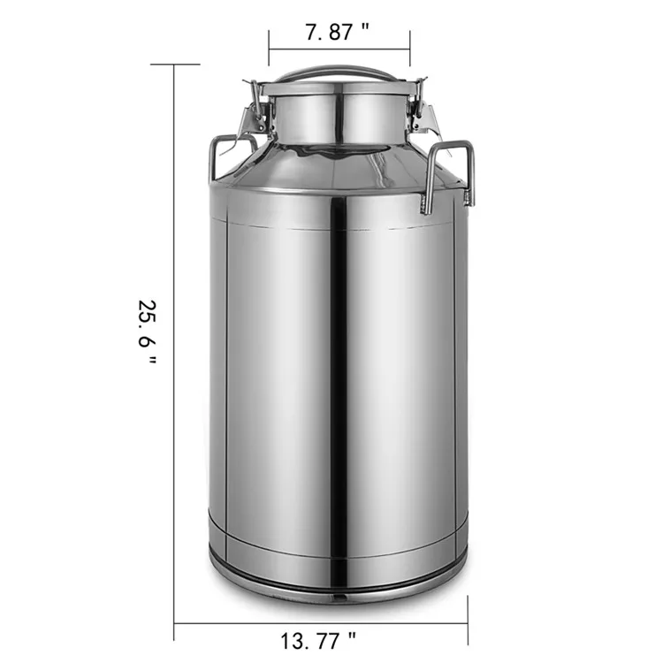 50L 13.25 Gallon Stainless Steel Milk Can Wine Pail Bucket Tote Jug in one piece 