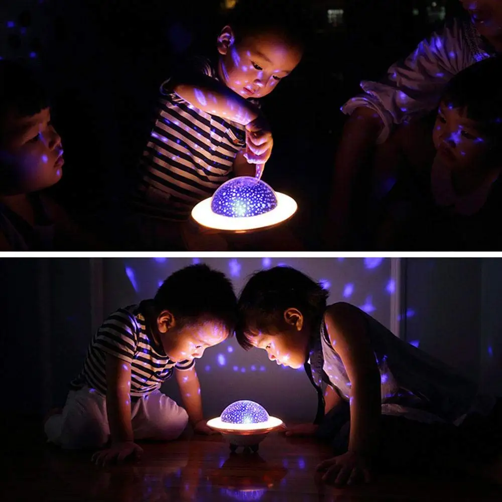 2019 Newest Remote Control UFO Shape Starry Night Light Projector with Blue Tooth Rotation Star Sky Night Light