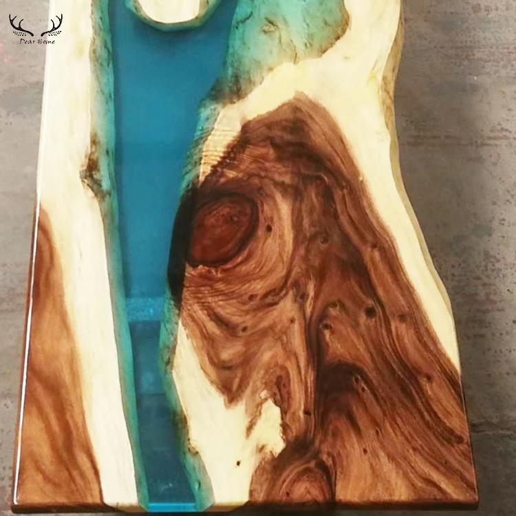 Modern Design Rectangular Epoxy Resin Dining Tables Top Blue Transparent River Resin Wood Epoxy Resin Table