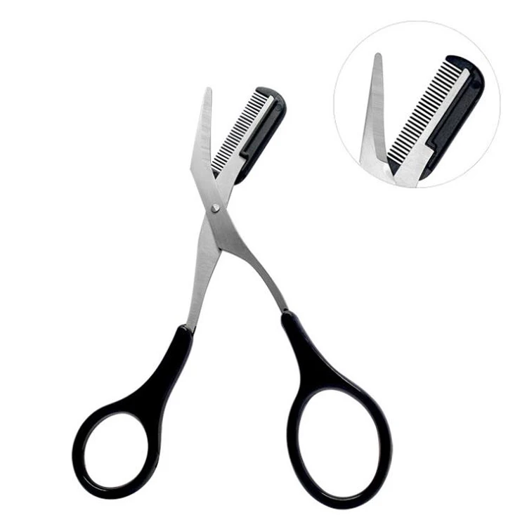 Ножницы для стрижки бровей с щеточкой