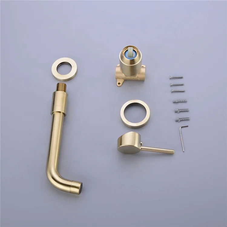 Латунный матовый золотой смеситель для раковины, смеситель для горячей и холодной воды с настенным креплением, черный матовый розовый Золотой смеситель для раковины