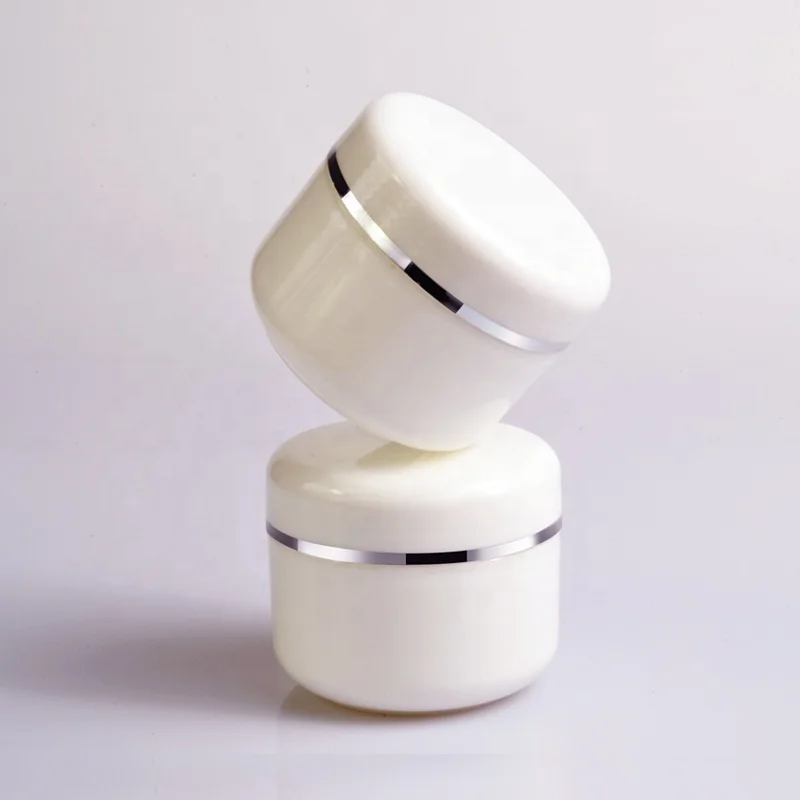 Empty Cosmetic Face Cream Plastic Container 20g 50g 100g 250g Silver Edge White Plastic pp White Cosmetic Cream Jar