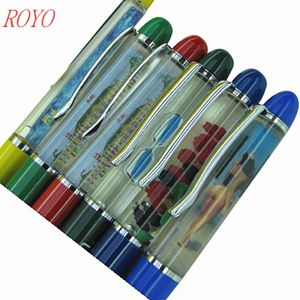 Горячая Распродажа от производителя 2D 3D самодельная рекламная плавающая шариковая ручка с логотипом под заказ шариковая ручка с жидкостью