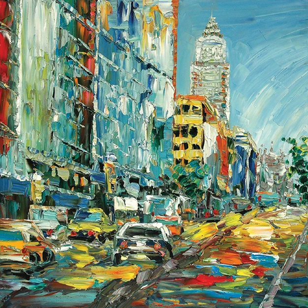 knife texture landscape cityscape canvas oil painting for living
