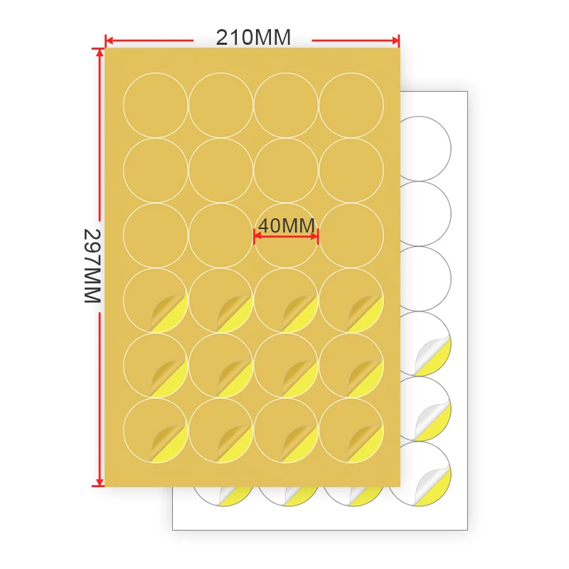 A4 Laser Metallic Gold Coloured Sheets45mm Round Adhesive Circle Labels 
