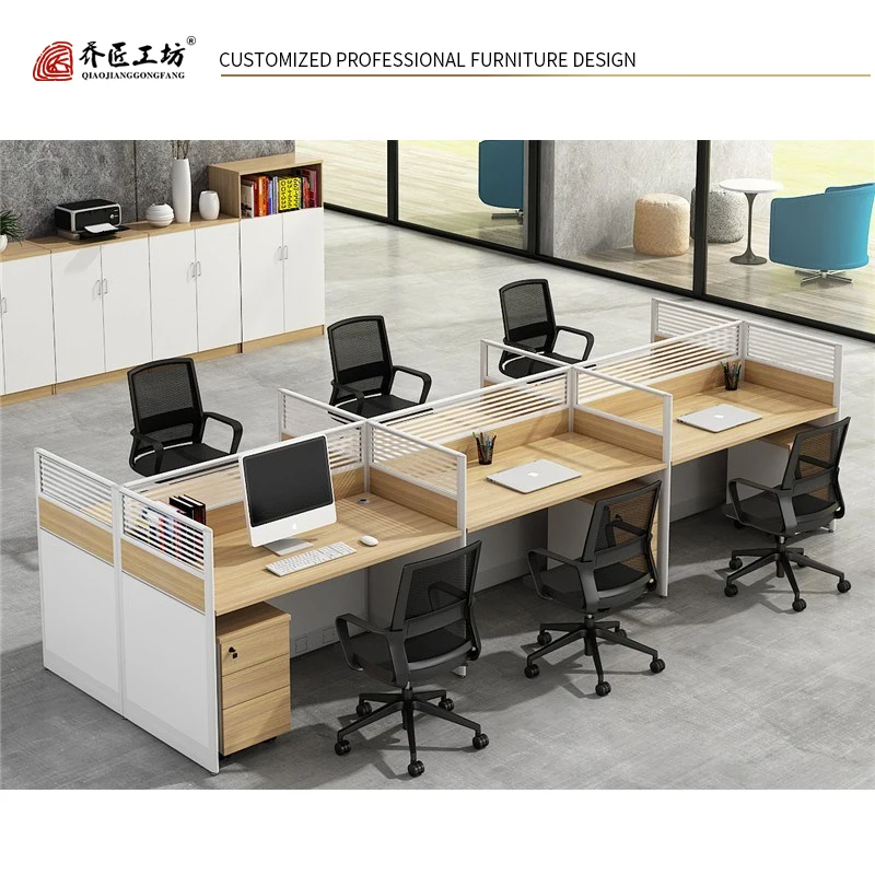 Latest Design Modern Office Table Office Desk 6 People Workstation Computer Staff Writing Table