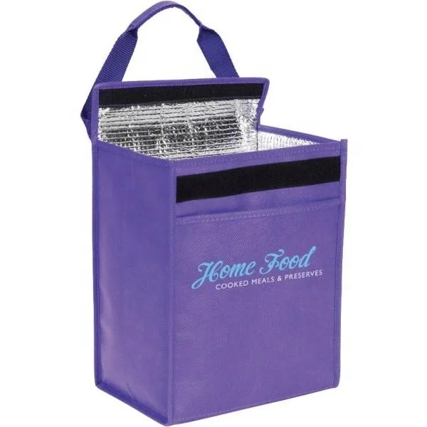 Silk Screen Printed Logo Eco Friendly Insulated Thermal Bag Non Woven Food Delivery Bag Lunch Cooling Thermal Cooler Bag