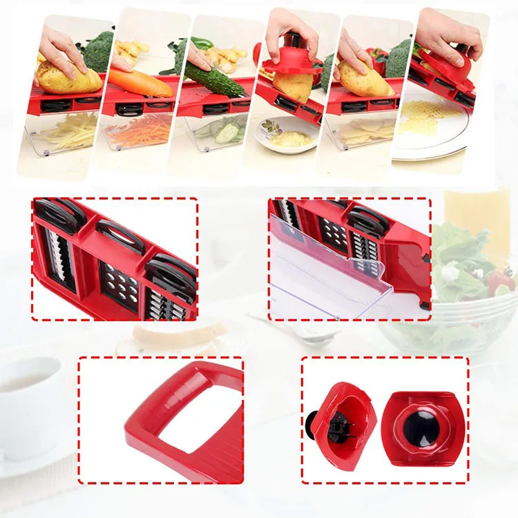 6-in-1 Vegetable Chopper Food Cutter Onion Slicer with Container and 6  Inserts