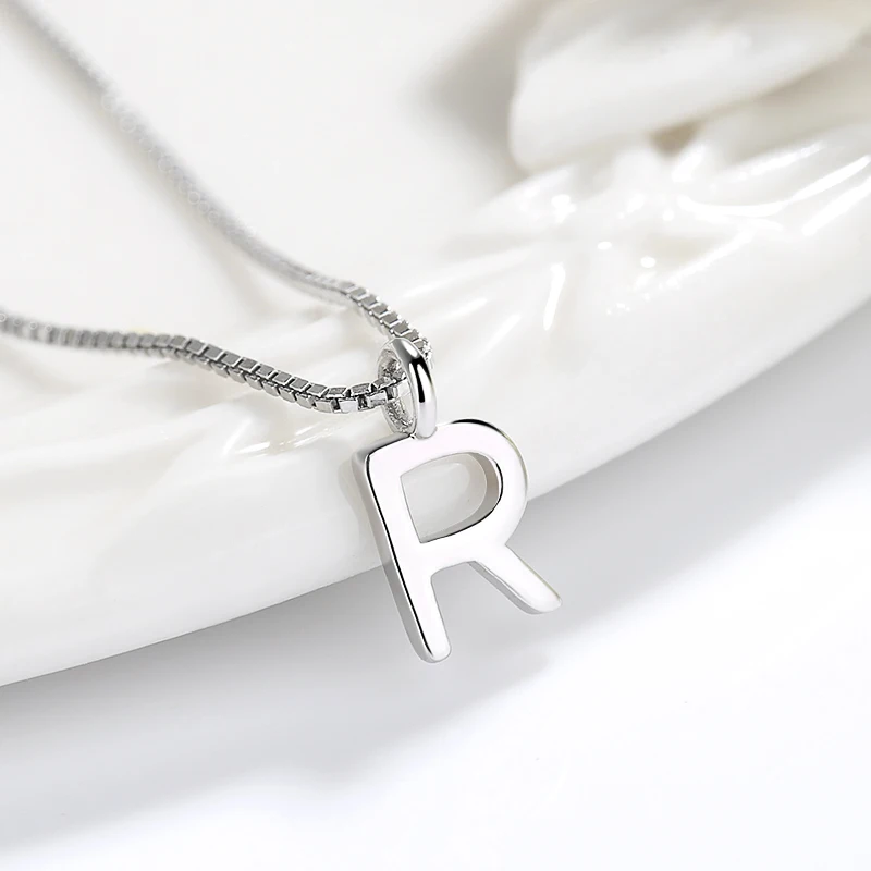 ZHILIAN Women's 925 Sterling Silver Chain Necklace R Letter Initial Alphabet Pendant Necklace for Women