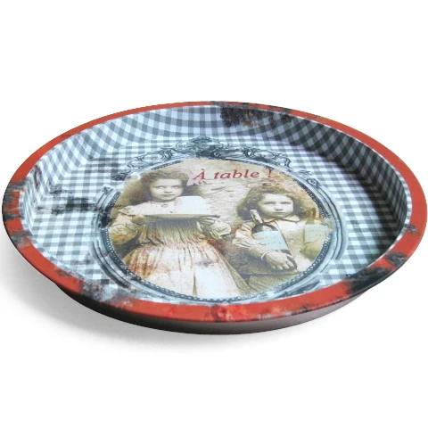 Круглый оловянный лоток на заказ металлический оловянный лоток Подарочный лоток