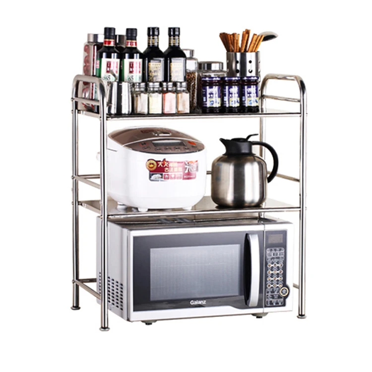 2 Tier Iron Microwave Oven Rack Stand Storage Holder Kitchen Tools Corner Shelf