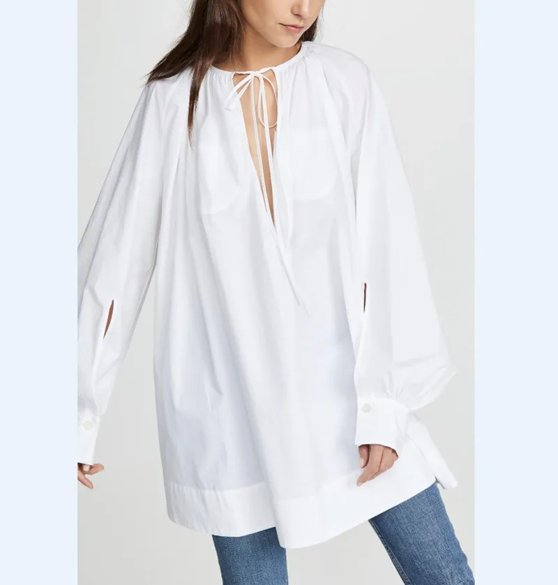 white keyhole blouse long sleeve