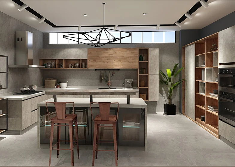 European Style Antique Solid Wood Luxury Complete Kitchen Cabinet With Island