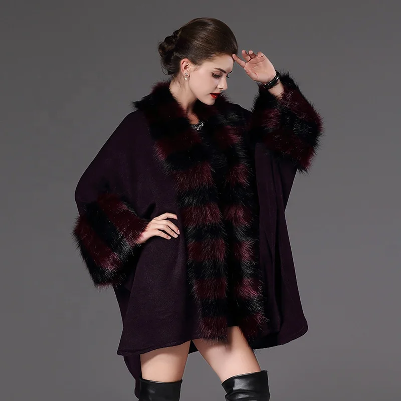 Новый большой размер рыхлый искусственный мех лисы воротник вязать кардиган шаль куртка