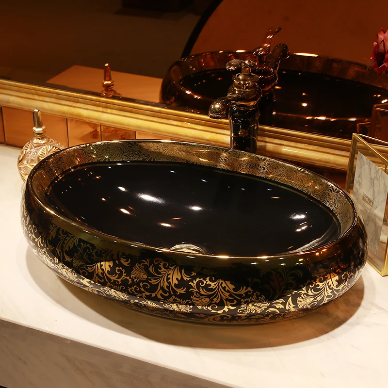 Rustic matt glaze thick walled ceramic wash basin Sun theme with black speckles Luxury bathroom sink Post Free