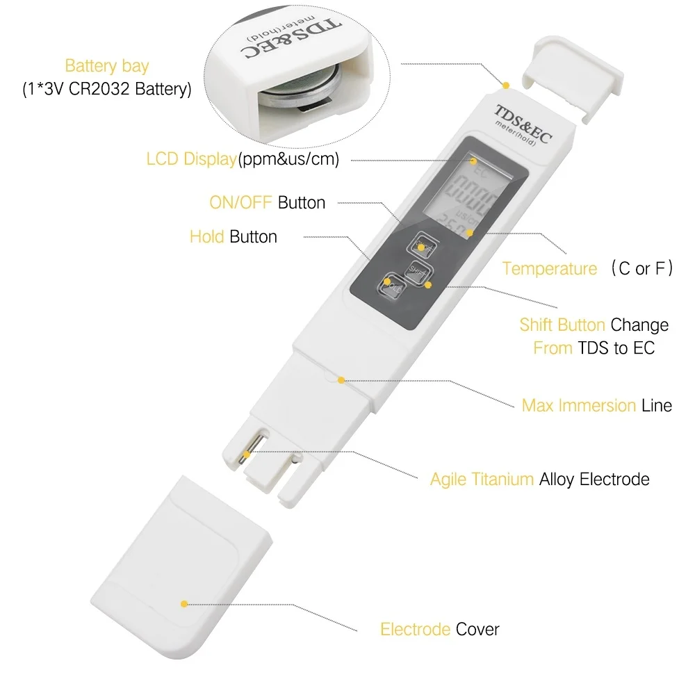 Измеритель температуры TDS EC Тестер 3 в 1 тестер проводимости tds