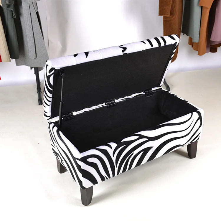 Faux Leather Rectangle Storage Ottoman with Padded Seat Storage Bench