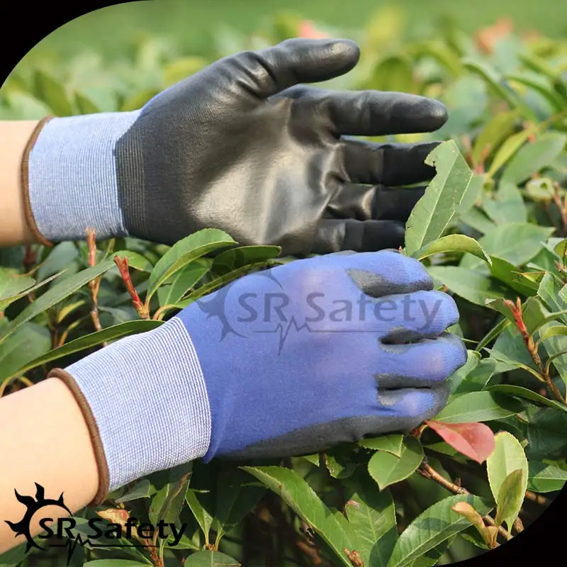 Srsafety En388 2110x Blue Black Guantes De Trabajo Palm Coated Nylon Pu
