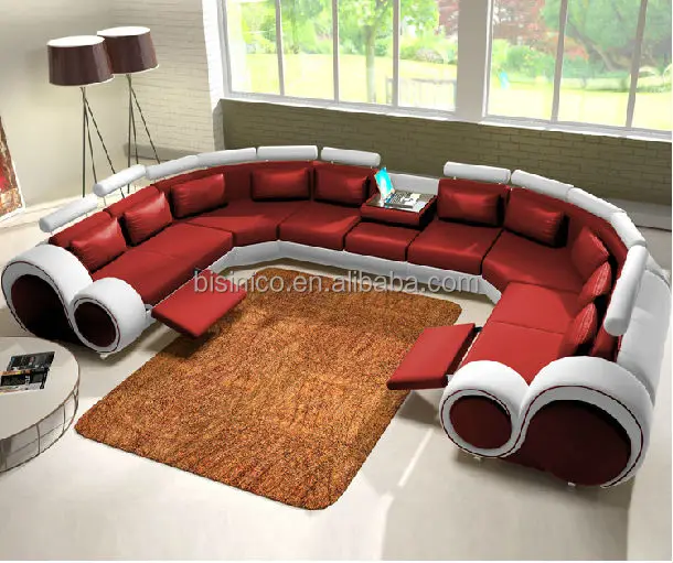 New Design Modern Creative U Shape Genuine Leather Sectional Sofa New Design Modern Creative U Shape