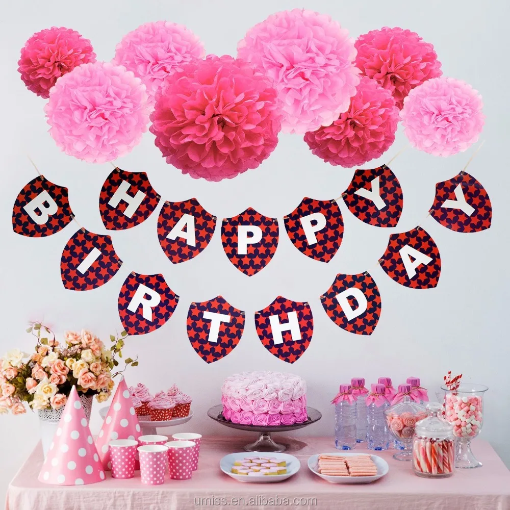 Umiss Feliz Cumpleanos Banners 13 Banderas Bunting Con 8 Piezas De Papel Pom Poms Flores Decoracion De Fiesta Buy Banner De Feliz Cumpleanos Decoraciones De Fiesta De Cumpleanos Conjunto De Fiesta De Cumpleanos