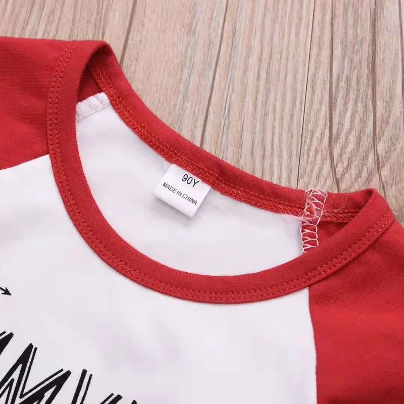 
 2019 съемки посвященной дню Святого Валентина для девочек, топы с буквенным принтом; Сезон лето-осень; Новинка; Футболка; Рубашки для девочек с рукавами-реглан с длинными рукавами ткань От 1 до 5 лет  