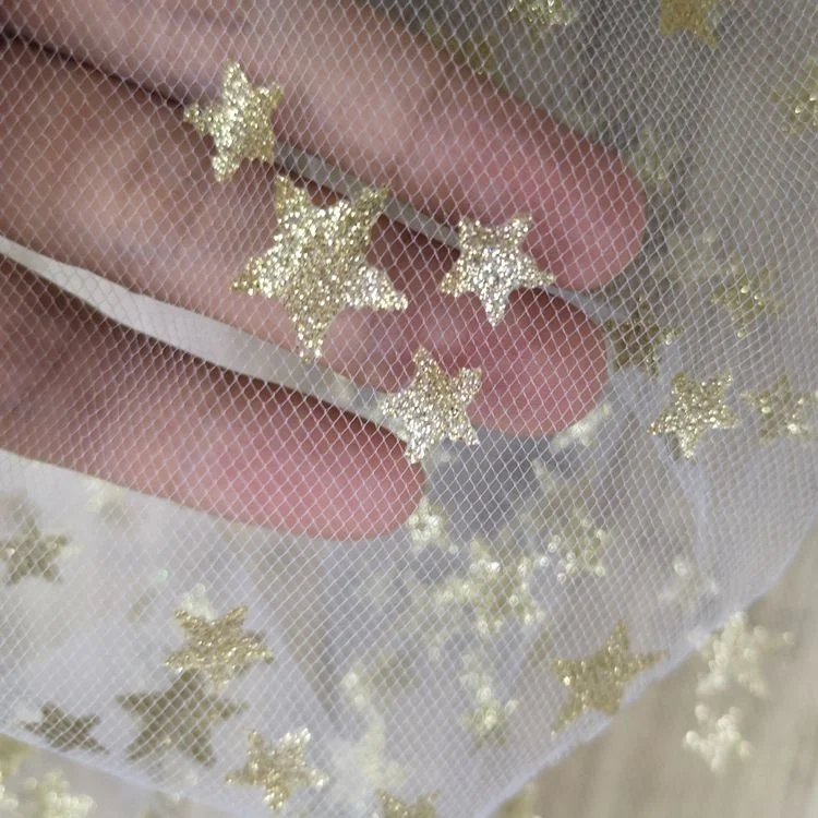 
Star Glitter Mesh Dress Fabric Glitter Net Tulle Wedding Fabric With Glitter Star 