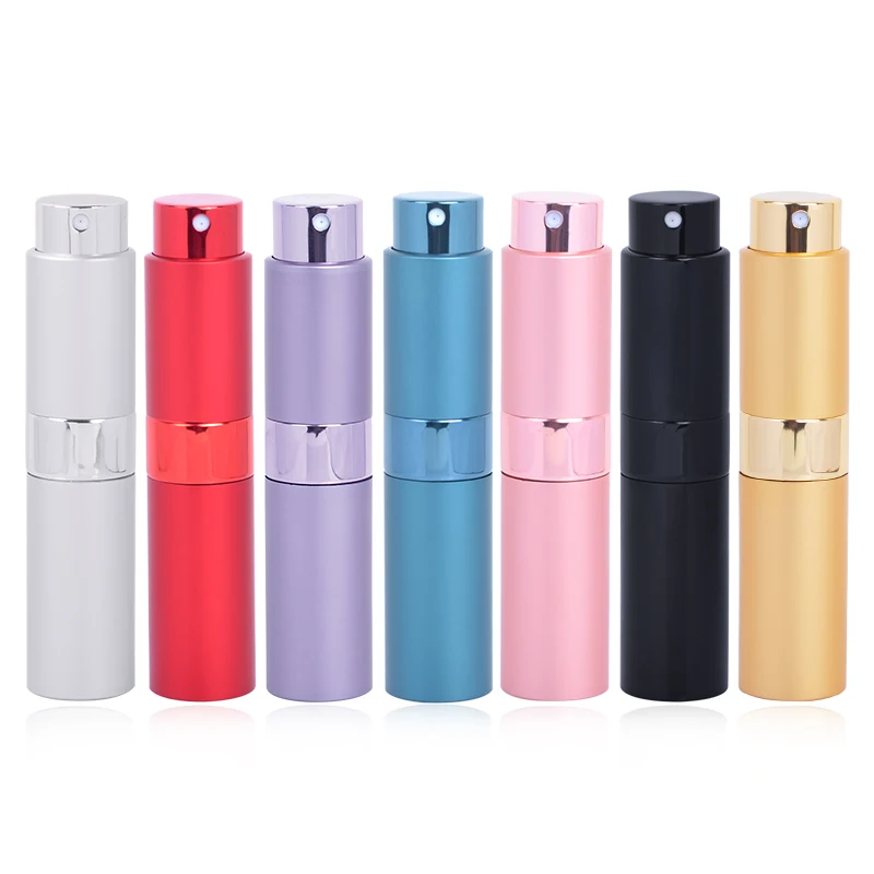 MUB Mini 8ML Twist up Refillable Perfume Atomizer Empty Pocket Sized Aluminum Perfume Spray Bottles Wholesale