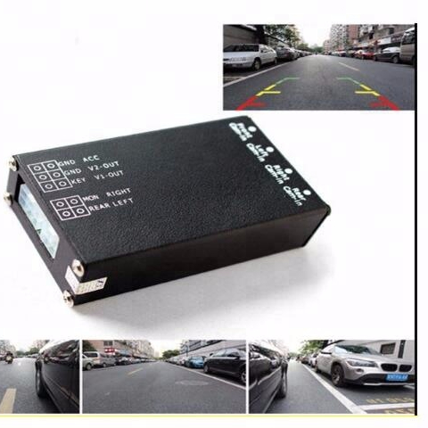 4 Channel Car Full Round View Car Camera Video Splitter Control Box Quad Camera Side View Camera Video Switcher Box System