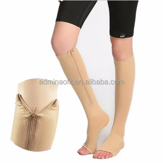 Легко Вкл/Выкл 15-20 мм рт медицинский с открытым носком для медсестры на молнии Компрессионные носки от варикоза вен, отеки, однако отеки болях ног