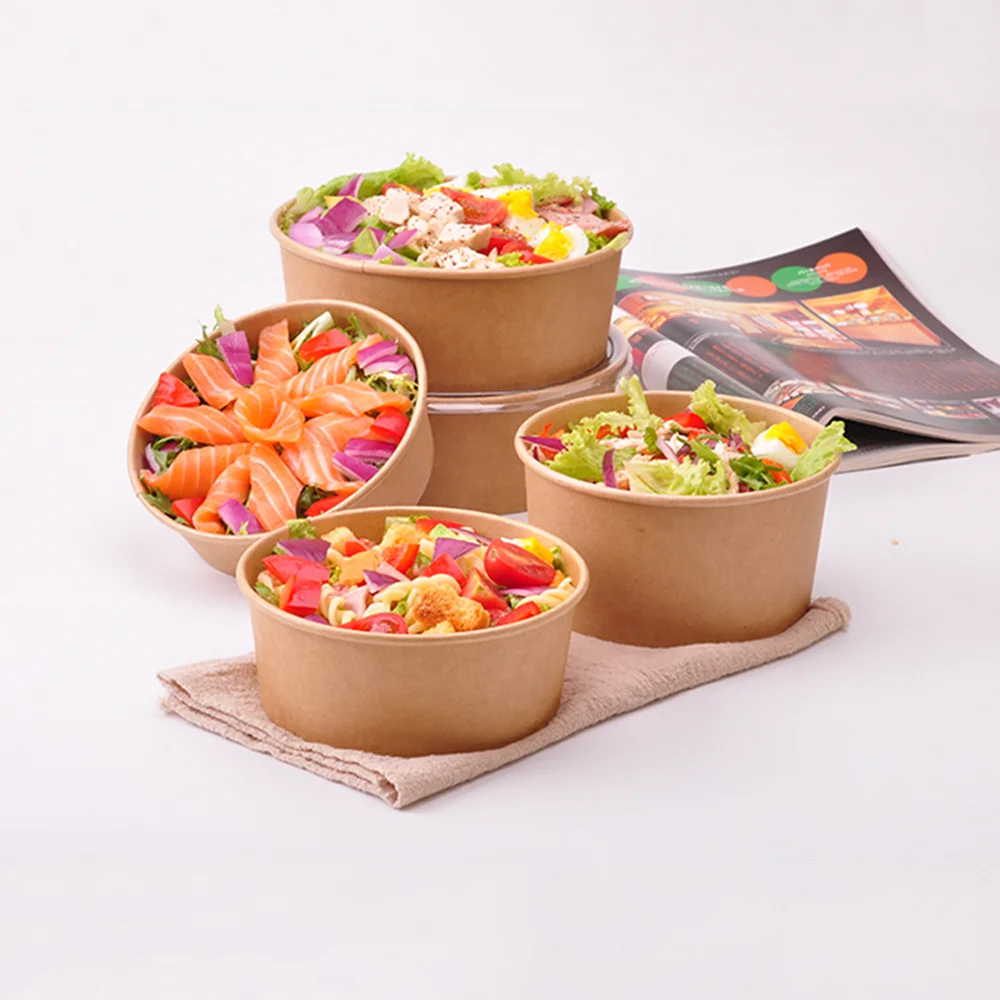 1500ml Paper Bowl Biodegradable Paper Lunch Box Portable Food