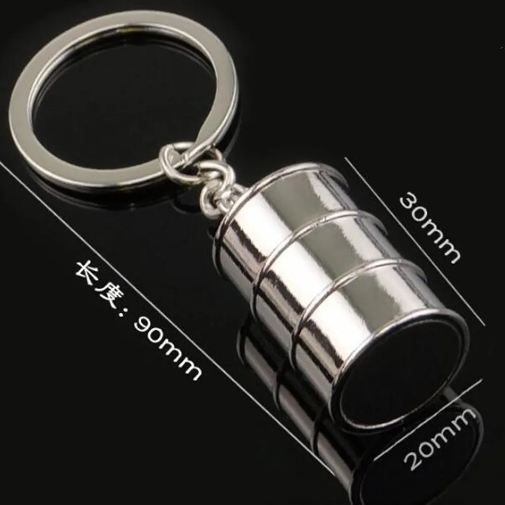 Oil Drum Keychain Silver Color