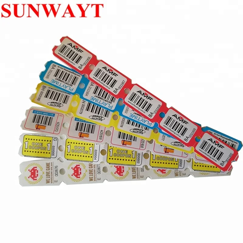 160g 180g Custom Design Redemption Ticket Use for Coin Operated Lottery Game Tickets for Arcade Games