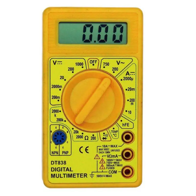Digital Multimeter DT838 Removable Battery Lid with Temperature Test