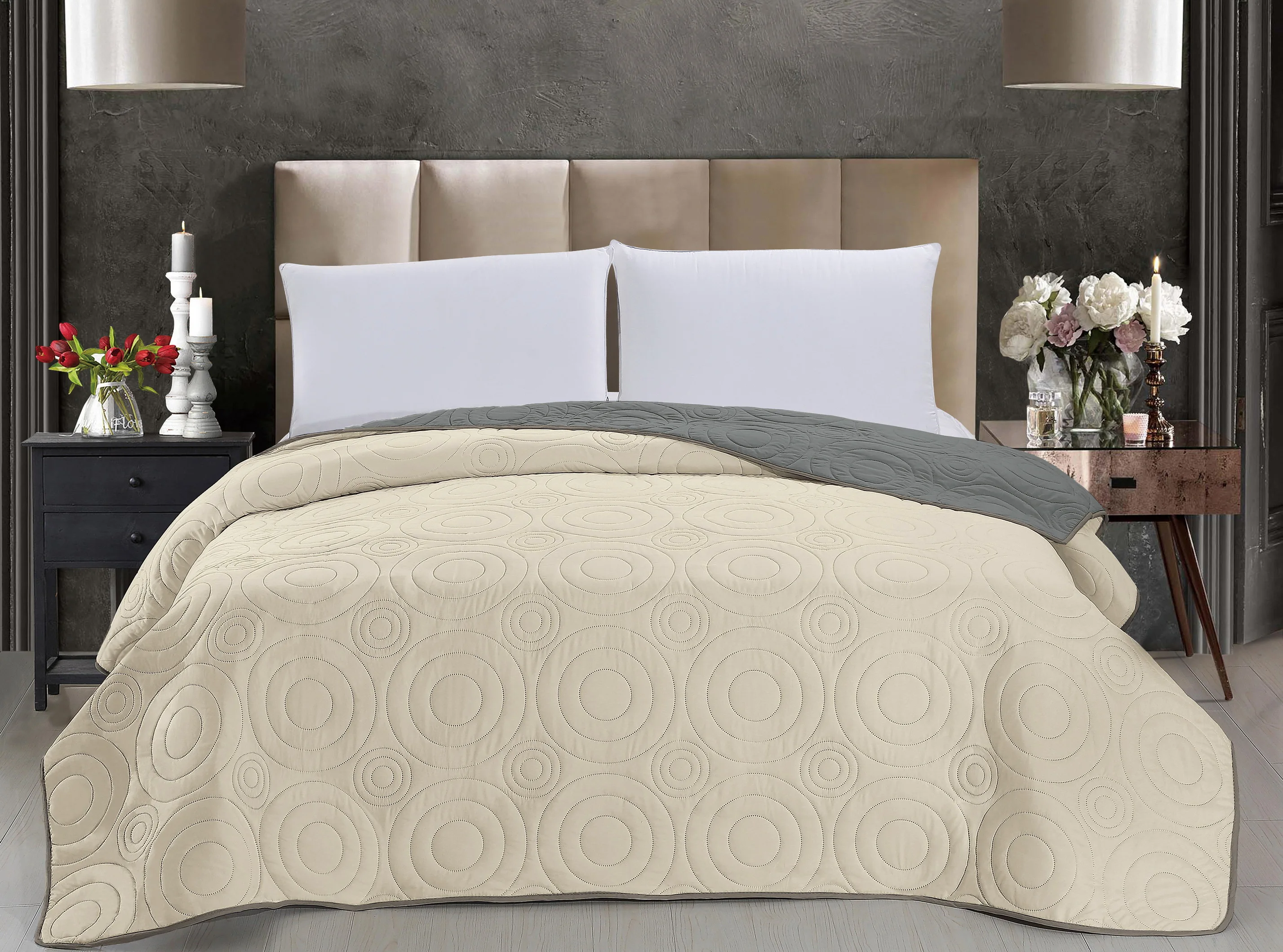 
 Стеганое покрывало из 100% хлопка и микрофибры  