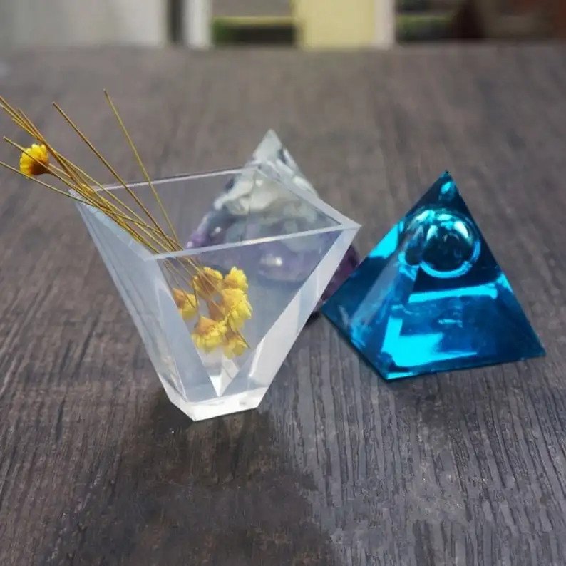 Kit AB de endurecedor de resina epoxi transparente + 7 moldes de diamante  de pirámide de cubo cuadrado redondo + colorantes pigmentos líquidos +