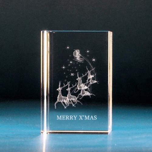 The Latest 3d Laser Engraved  Raw Crystal Glass Block Cube For Christmas  Gift